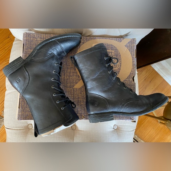 Born Shoes Born Neon Lace Up Combat Boot Black Leather, Sz 7.5 - Picture 6 of 10